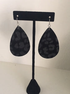 Leopard Print Earrings with Gray on Black