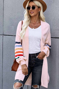 ESLEY - 51667TSY- Colored Stripe Sleeve Cardigan Sweater