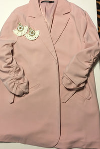 Blush Ruched Sleeve Jacket