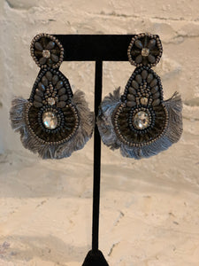Gray Fringe Beaded earrings
