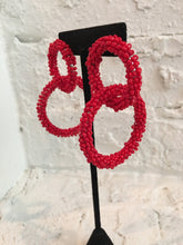 Load image into Gallery viewer, Red Beaded Hoops