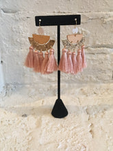 Load image into Gallery viewer, Pink Fringe on Hammered Gold