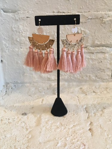 Pink Fringe on Hammered Gold