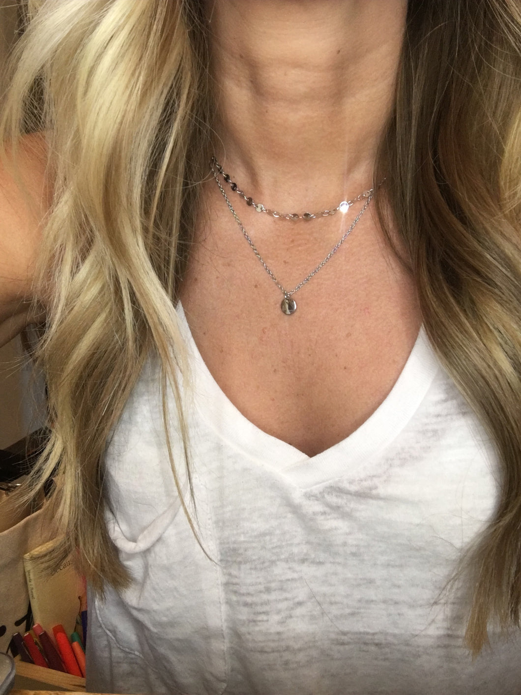 Silver layered necklace