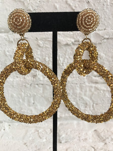 Glitter Gold Hoop Earrings