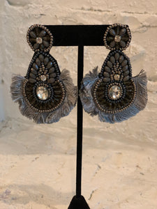 Gray Fringe Beaded earrings