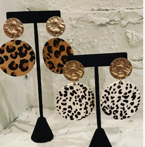 Faux Fur Leopard Print Earrings