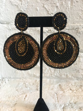 Load image into Gallery viewer, Black &amp; Gold Beaded Earrings