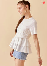 Load image into Gallery viewer, White Peplum Top