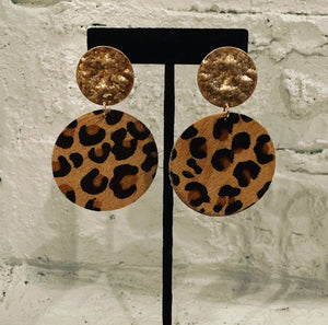 Faux Fur Leopard Print Earrings