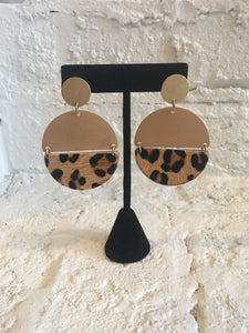 Gold & Leopard Dangle Drop Earrings