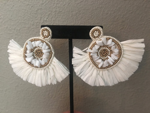 White Statement Earrings