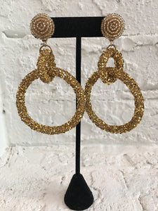 Glitter Gold Hoop Earrings