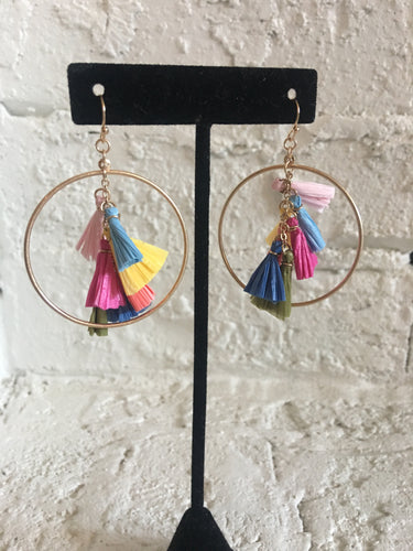 Hoop Tassel Drop Earrings