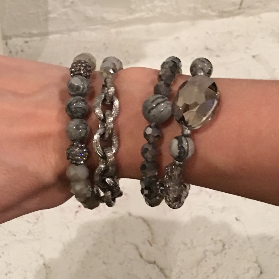 Grey 4 Layer Bracelet Set