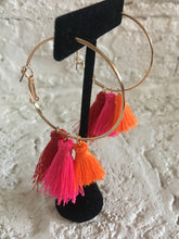 Load image into Gallery viewer, Summer Nights Tassel Hoop Earrings