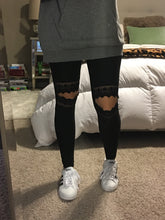 Load image into Gallery viewer, Lace Cut Out Brushed Leggings