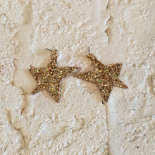 Load image into Gallery viewer, Gold Glitter Star Earrings