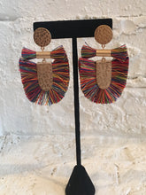 Load image into Gallery viewer, Multicolor Fringe Earrings on Hammered Gold