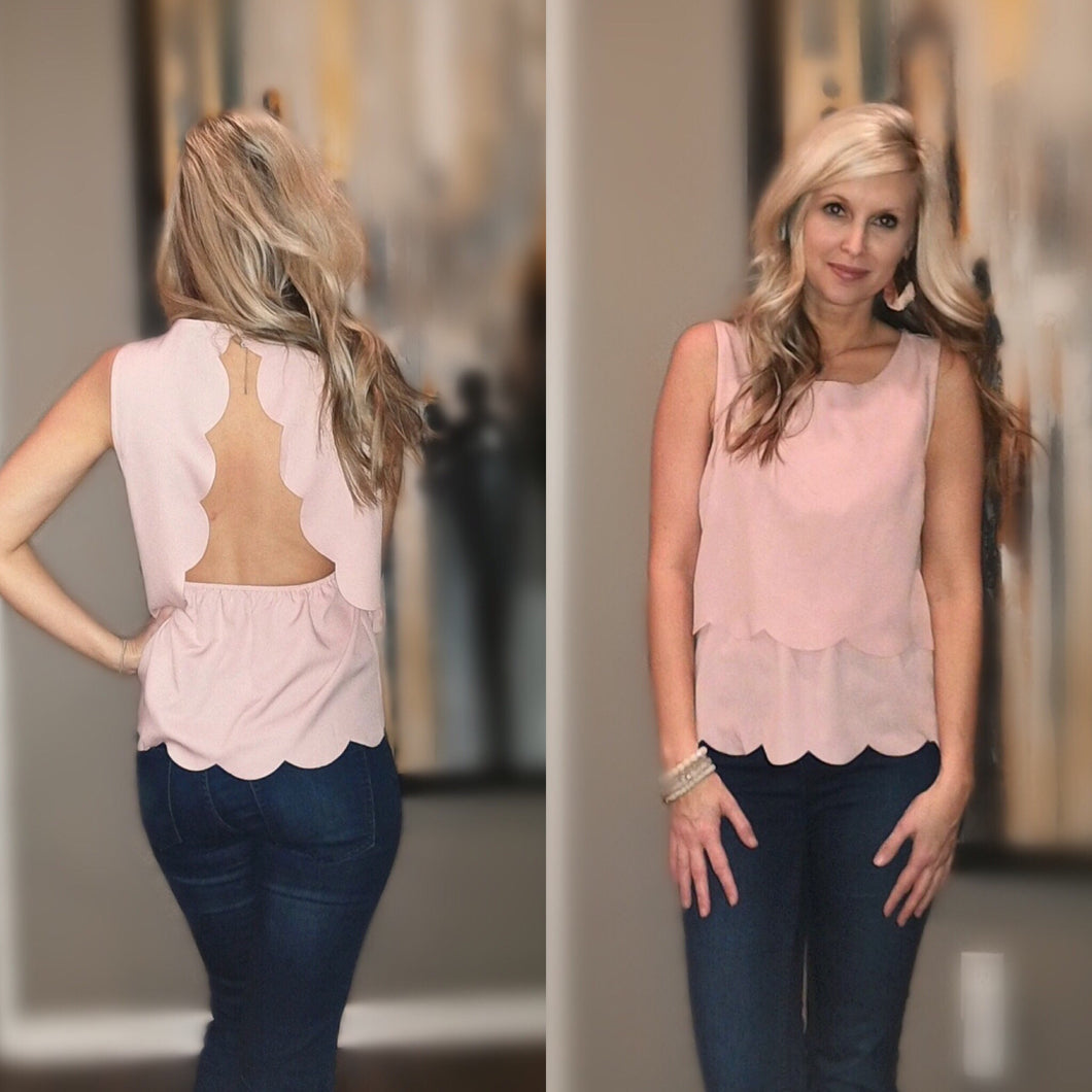 Pink Scalloped Top - Medium and Large