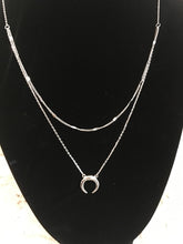 Load image into Gallery viewer, Silver Layered Necklace with Charm