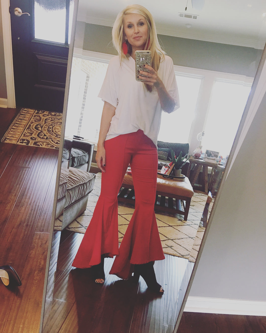 Red High Low Flares