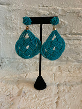 Load image into Gallery viewer, Beaded Infinity Knot Earrings-Teal