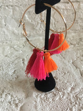 Load image into Gallery viewer, Summer Nights Tassel Hoop Earrings