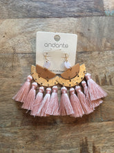 Load image into Gallery viewer, Pink Fringe on Hammered Gold