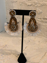 Load image into Gallery viewer, White Fringe Beaded Earrings