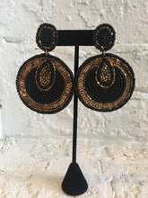 Load image into Gallery viewer, Black &amp; Gold Beaded Earrings