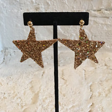 Load image into Gallery viewer, Gold Glitter Star Earrings